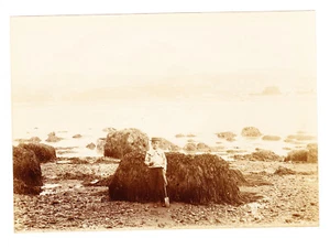 Vintage Antique Photograph Child On A Beach - Picture 1 of 2
