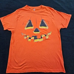Jack-O'-Lantern Halloween Orange Short Sleeve Cotton Blend T-Shirt Adult L - Picture 1 of 7