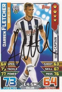 DARREN FLETCHER SIGNED WEST BROM CAPTAIN 2015/2016 MATCH ATTAX TRADING CARD+COA - Picture 1 of 1