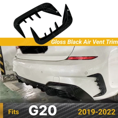 Se adapta a BMW Serie 3 G20 330i M340i 2019-2022 marco de ventilación de aire trasero negro brillante Foto 1 de 4