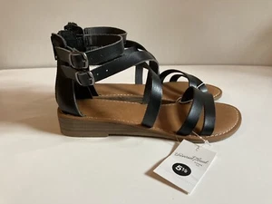 Universal Thread Sandalen schwarz Gladiator Kunstleder Riemchen flach Damen 5,5 - Bild 1 von 5