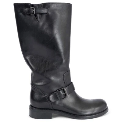 69085 auth BOTTEGA VENETA black leather BIKER Boots Shoes 36 - Image 1 of 4