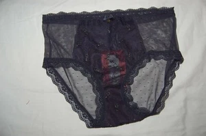 M&S Midi Briefs Navy Spotted Mesh Embroidered Front UK 8 EUR 36 BNWT - Picture 1 of 1