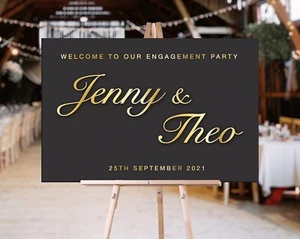 Personalised Gold Welcome Engagement Sign. Multiple sizes. Custom stylish  - Picture 1 of 5