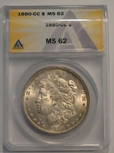 1880 CC ANACS classificato MS62 dollaro Morgan moneta d'argento $1 - Carson City!! - Foto 1 di 4
