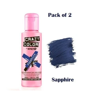 2 X Crazy Color Semi Permanent Haarfärbemittel Saphir - 100ml (Packung 2) - Bild 1 von 2