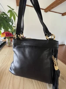 tignanello leather  black & gold Shoulder Bag - Picture 1 of 10