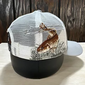Dri Duck Trucker Hat Snapback Cap Wildlife Series Art Fish Fishing Gray White - Picture 1 of 10