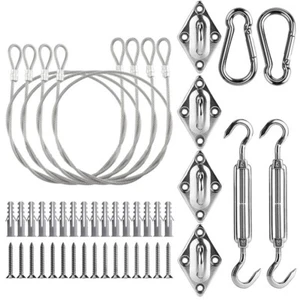 Heavy Duty Stainless Steel Shade Sail Hardware Kit 44 Pieces for Sun Shade - Picture 1 of 14