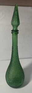 Empoli Genie Flasche Dekanter Grün Hobnail Glas MCM Stopfen Italien - Bild 1 von 13