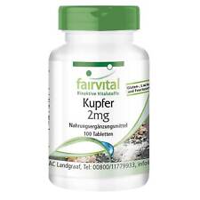 Kupfer 2 mg 100 Tabletten Kupferbisglycinat gut bioverfügbar | VEGAN | fairvital