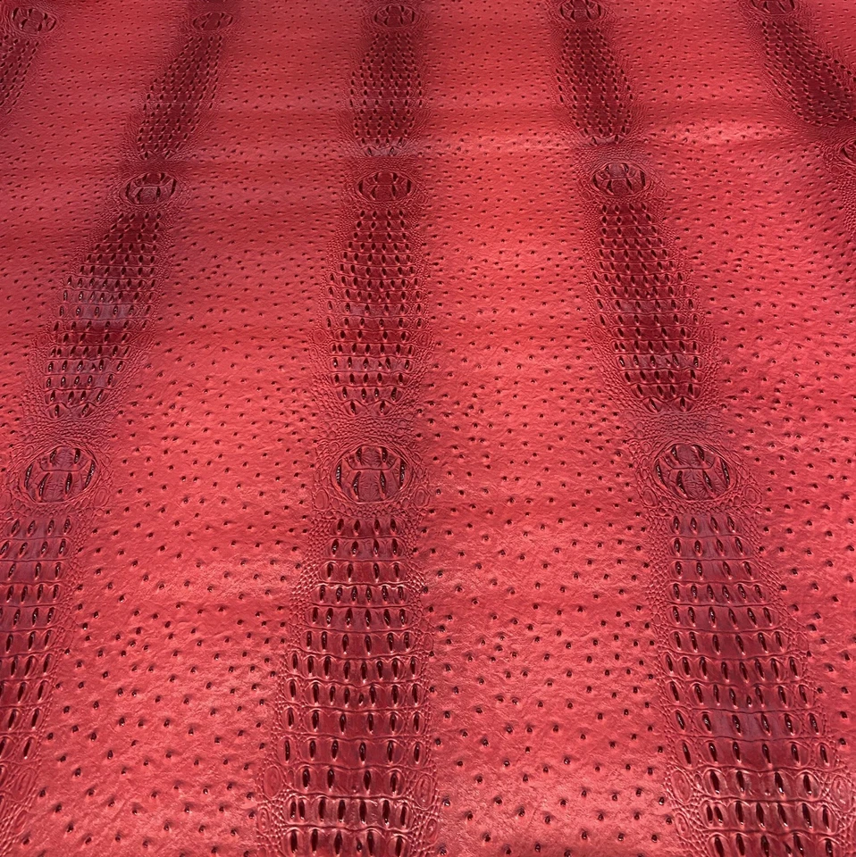 Red Ostrich/Gator Upholstery Crafting Outdoor Vinyl Fabric By The Yard - Image 1 of 1
