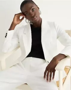 J.Crew Parke Blazer Stretch Linen White size 0 /XS $198 🔥 - Picture 1 of 15