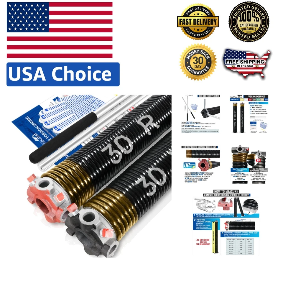 Juego de resortes de torsión para puertas de garaje de alta precisión con guantes y barras de bobinado, 16... Foto 1 de 4