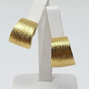 St John Clip Earrings Signed Brushed Gold Vintage - Picture 1 of 8