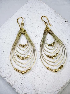 Pendientes de verano latón, lágrimas, filigrana oro gota pendientes, varias filas - Imagen 1 de 6