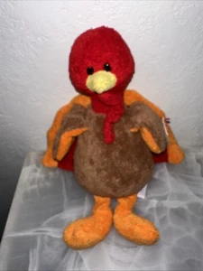 TY Pluffies 2007 Gobble the Turkey 8" Tall Plush Stuffed Animal Toy With Tags - Picture 1 of 4