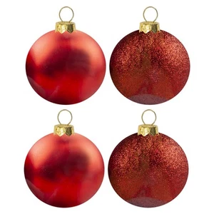 Christbaumkugel Dekoration Baumschmuck zum Aufhängen x 4 10 cm rot - Bild 1 von 7