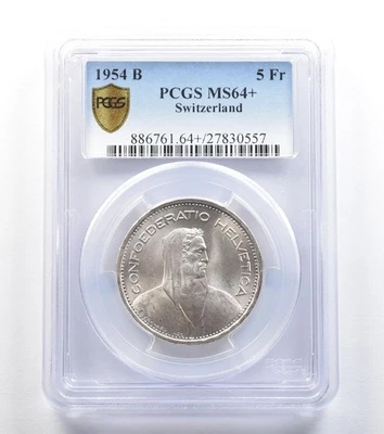 1954 B Switzerland 5 Francs MS64+ PCGS *8047 - Image 1 of 3