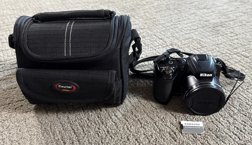 Nikon Coolpix L310 14.1MP Digital Camera with 21x Optical Zoom Black w SD & Bag - Image 1 of 4