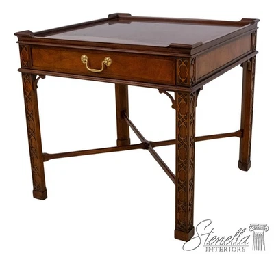 L68160: BAKER Square Mahogany Chippendale Lamp Table w. Drawer - Image 1 of 4