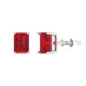 2 aretes de turmalina rosa simulada esmeralda chapados en oro push back - Imagen 1 de 20