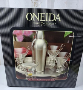 Vintage? NOS Simply Cocktails Oneida Set 10 Pezzi Moda Martini Scatola Danneggiata - Foto 1 di 17