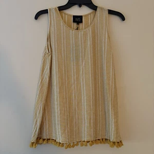 Anthropologie Tassel Tank Top Damen S gelb gestreift gewebte Boho Bluse W5 - Bild 1 von 4
