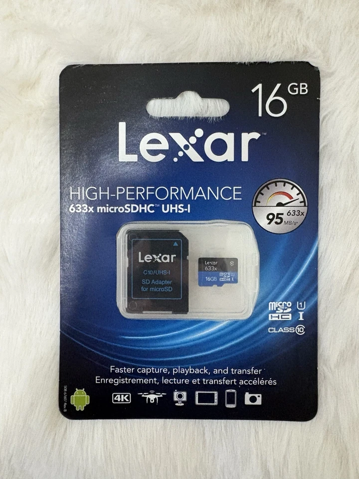 New LEXAR 16GB Micro SDHC - UHS-1 633x 95MB/s High Performance  Memory Card - Image 1 of 1