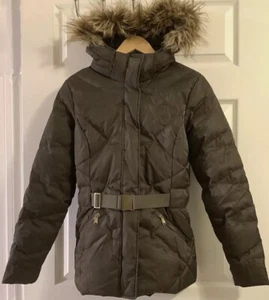 WOMENS NORTH FACE METROLINA JACKET IRIDESCENT GREEN FUR TRIM HOOD SIZE MEDIUM - Picture 1 of 12