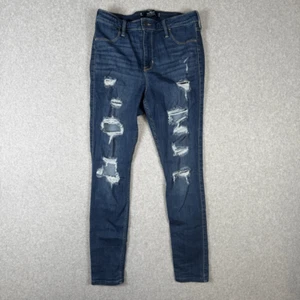 Hollister Womens Size 9R High Rise Denim Jean Leggings Blue Destroyed Pockets - Picture 1 of 8