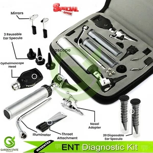 Kit Diagnostico ORL Medico Otoscopio e Oftalmoscopio Luce LED Specula Orecchio - Foto 1 di 3