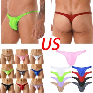 Men Underwear Shiny Glossy Satin Glitter Mini Tangas Jockstrap T-Back Bikini - Picture 1 of 112