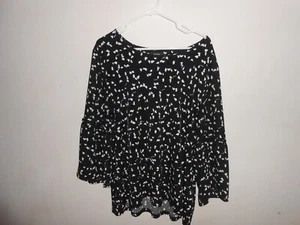 Alfani Top Womens XL Black and White Tunic Ruffle Sleeve Career Mid Arm - Picture 1 of 4