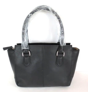 NEU - LL Bean Black Leather Tote Bag Vintage y2k Schultertasche Handtasche - Bild 1 von 11