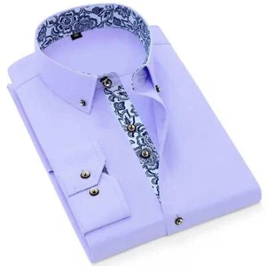 Camisas De Vestir Para Hombre Estilo Informal De Manga Larga Con Botones Cuello - Imagen 1 de 29