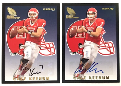 2012 FLEER RETRO CASE KEENUM RC BLACK INK INSCRIPT 7 AUTO PRINT RUN 7 & BLUE INK - Image 1 of 4