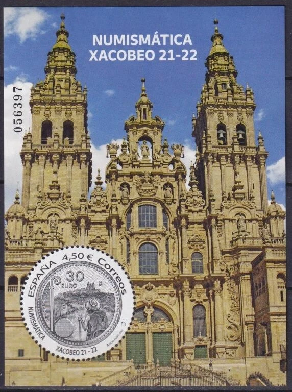 Spain 2022 Architecture, Coins on stamps, Numismatics Xacobeo MNH** - Image 1 of 1