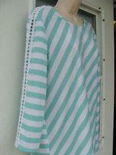 NewDirections large women's top striped green white trim