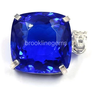 Zafiro azul natural 77,35 CT corte cojín EGL colgante plata 925 piedras preciosas 5ARS - Imagen 1 de 8