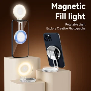 Portable Cellphone Selfie Fill Light Rechargeable Magnetic Light Built-in Mirror - Picture 1 of 13