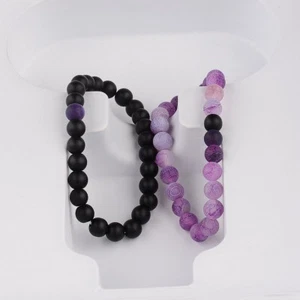 2x Distance Bracelets For Lovers Friends Gift Black Pink 8mm Beads Couples Gifts - Bild 1 von 8