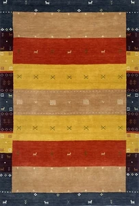 Teppich 100% Wolle 170x240 cm rot Gold Terrakotta Handgewebt Orientteppich BR11 - Bild 1 von 7