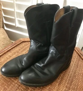 Justin Western schwarz Ganzleder Roper Cowboystiefel Herren 7,5 C 7 1/2 schmal - Bild 1 von 12