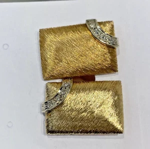 14K Yellow gold and diamond cuff links 14.5 Grams,15.2mm x 22.3mm - Picture 1 of 10
