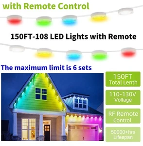 150FT Permanent Outdoor RGB Lights,IP65 Waterproof LED Eaves Lighting,US Ship - Picture 1 of 20