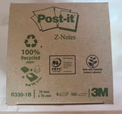 Post-it Yellow Z-Notes 76 x 76mm Pack of 6 100 Sheets Each Recycled Paper - Image 1 of 4
