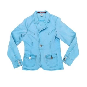 Z. Cavaricci Jeansjacke türkisfarbener Blazer mit Knöpfen Large - Bild 1 von 10
