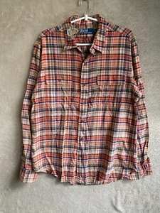 Polo Ralph Lauren Casual Formal Shirts Top Size Asia L Mens Orange Checked Logo - Picture 1 of 11