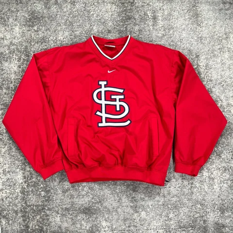 Vintage St Louis Cardinals Jacket Mens Medium M Red Nike Windbreaker Pullover Cover